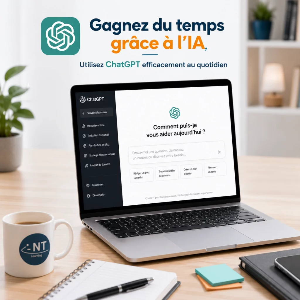 Un ordinateur connecté à ChatGPT en attente d'un prompt.